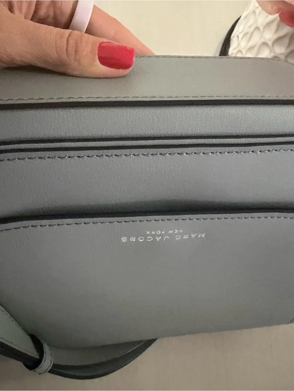 Marc Jacobs Light Gray Leather Crossbody Saddle Bag